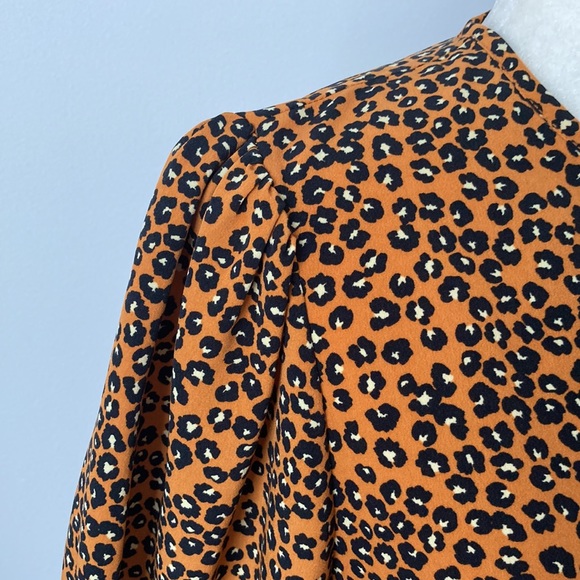 Who What Wear Leopard Balloon Long Sleeve Dress - Picture 5 of 8